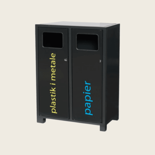 Stacja do segregacji Maximus 2 x 65L czarne wrzuty