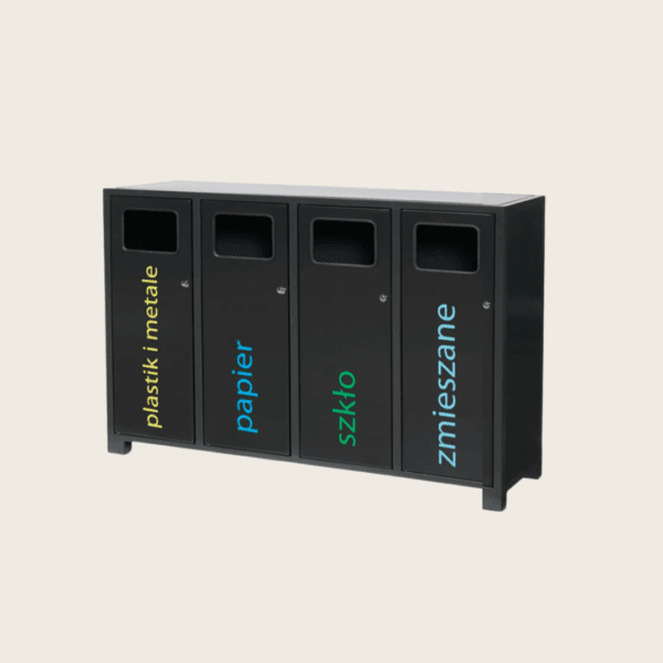 Stacja do segregacji Maximus 4 x 65L czarne wrzuty