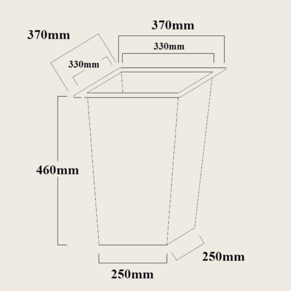 wkład kwadratowy stożkowy 38L wymiary