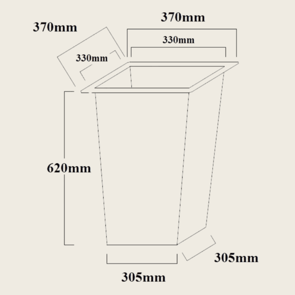 Wkład kwadratowy stożkowy 63 wymiary