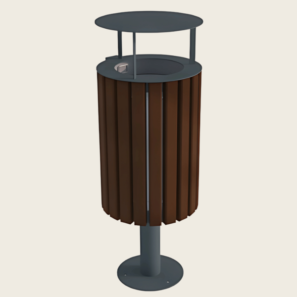 Kosz miejski Triva Wood 30L z daszkiem