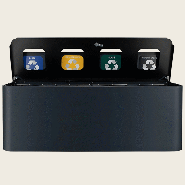 Stacja naścienna do segregacji Eko Wall Station 4x35L otwarta pokrywa