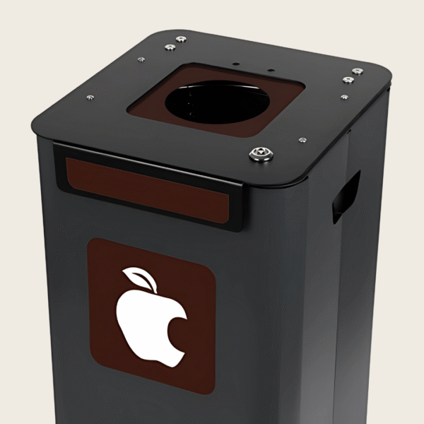 Wkładka metalowa do kosza Modular Bin Connect brązowa zamontowana