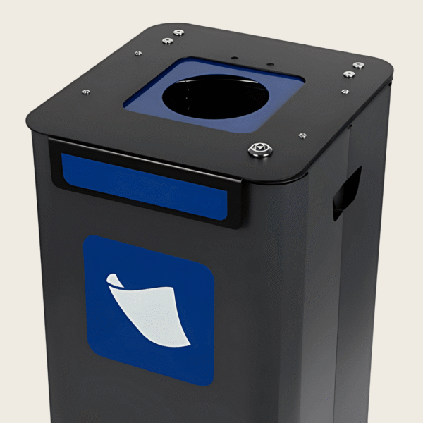 Wkładka metalowa do kosza Modular Bin Connect niebieska zamontowana