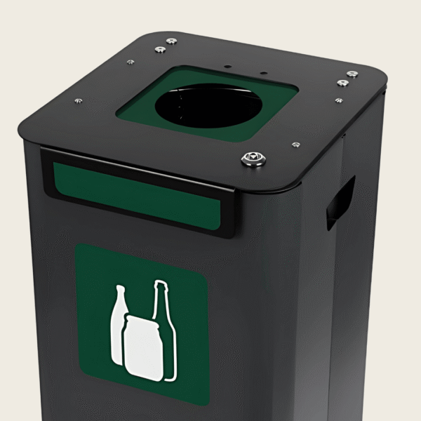 Wkładka metalowa do kosza Modular Bin Connect zielona zamontowana